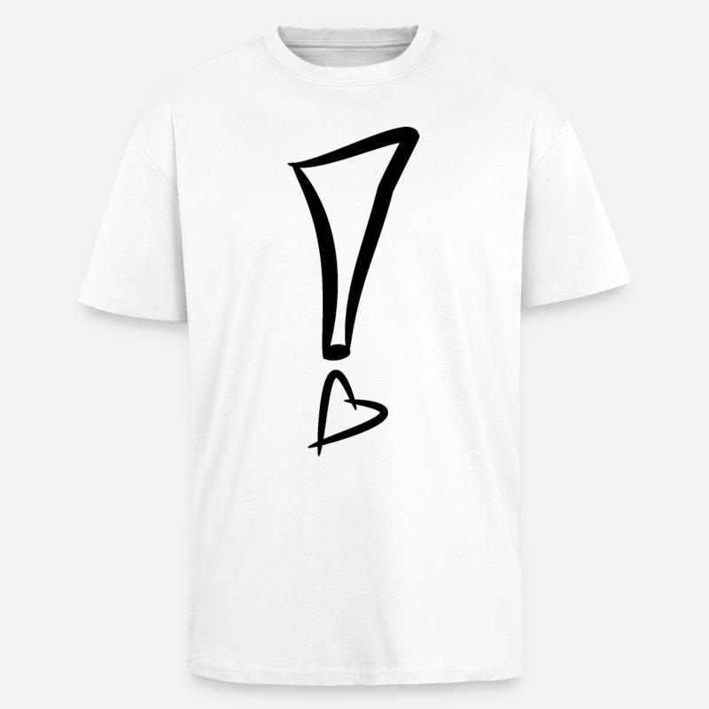 Ausrufezeichen mit Herz Schwarz - Oversized Heavyweight Unisex T-Shirt - Weiß
