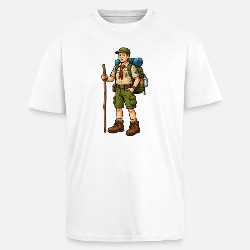 Aventure des Éclaireurs Randonneurs - T-shirt unisexe oversize épais - blanc