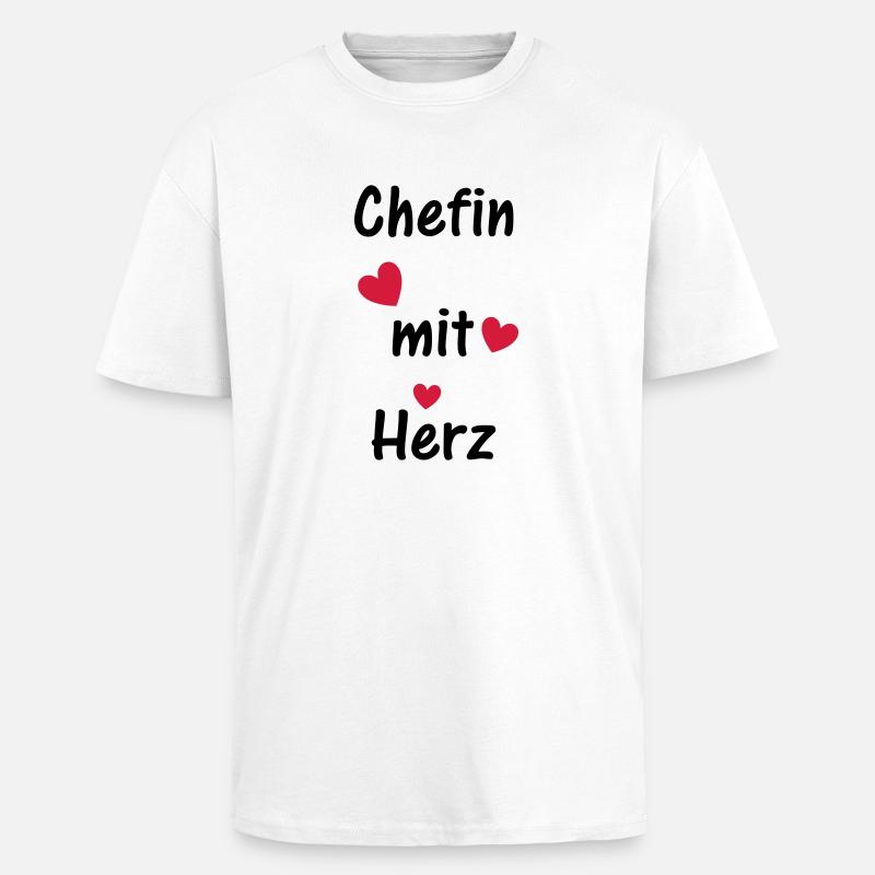 Chefin mit Herz - Oversized Heavyweight Unisex T-Shirt - Weiß