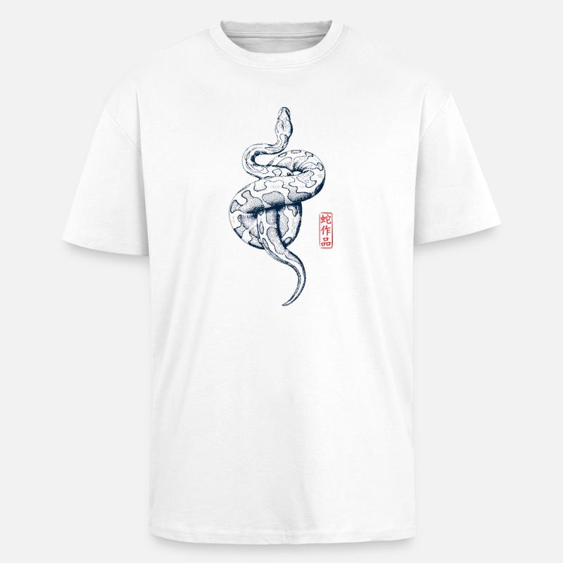 Python avec tampon kanji - T-shirt unisexe oversize épais - blanc