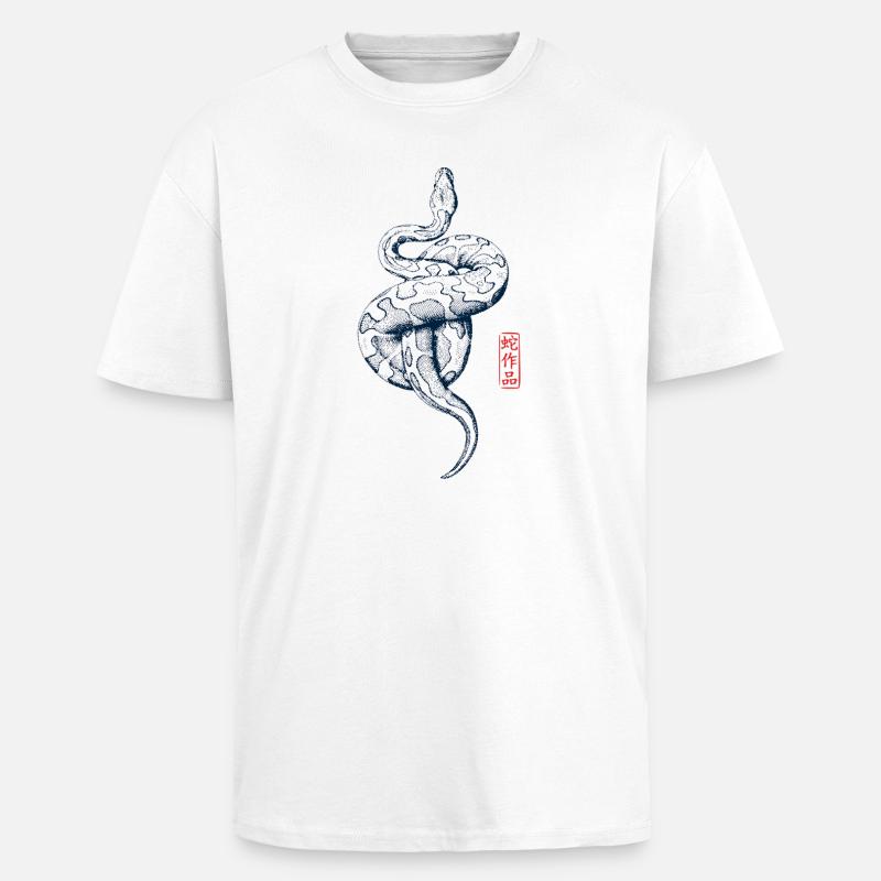 Python mit Kanji Stempel - Oversized Heavyweight Unisex T-Shirt - Weiß