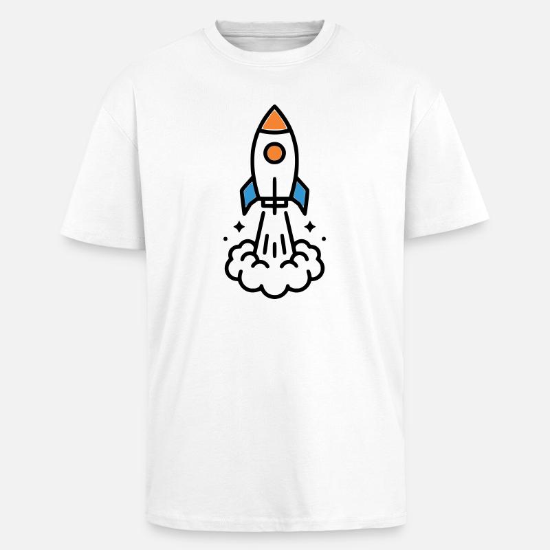 Comic spatial Rocket Launch - T-shirt unisexe oversize épais - blanc