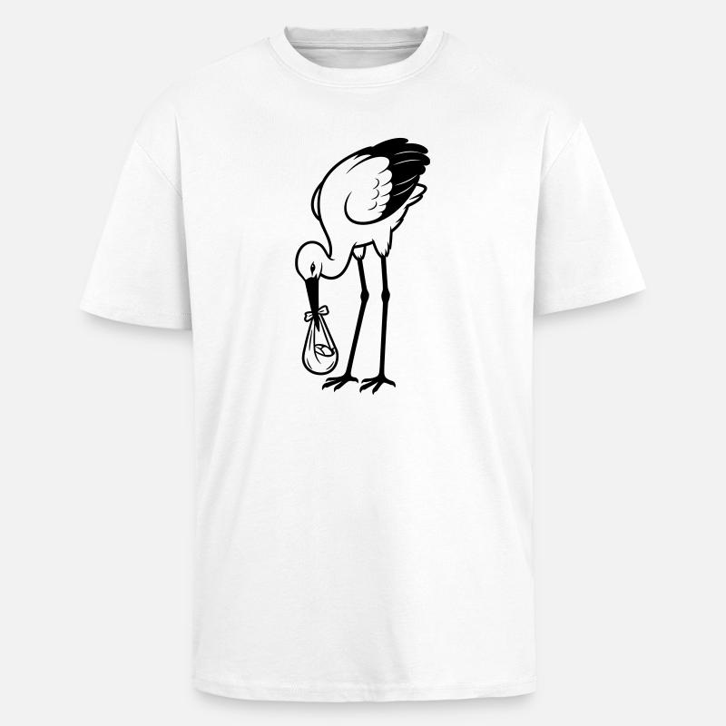Bébé cigogne - T-shirt unisexe oversize épais - blanc