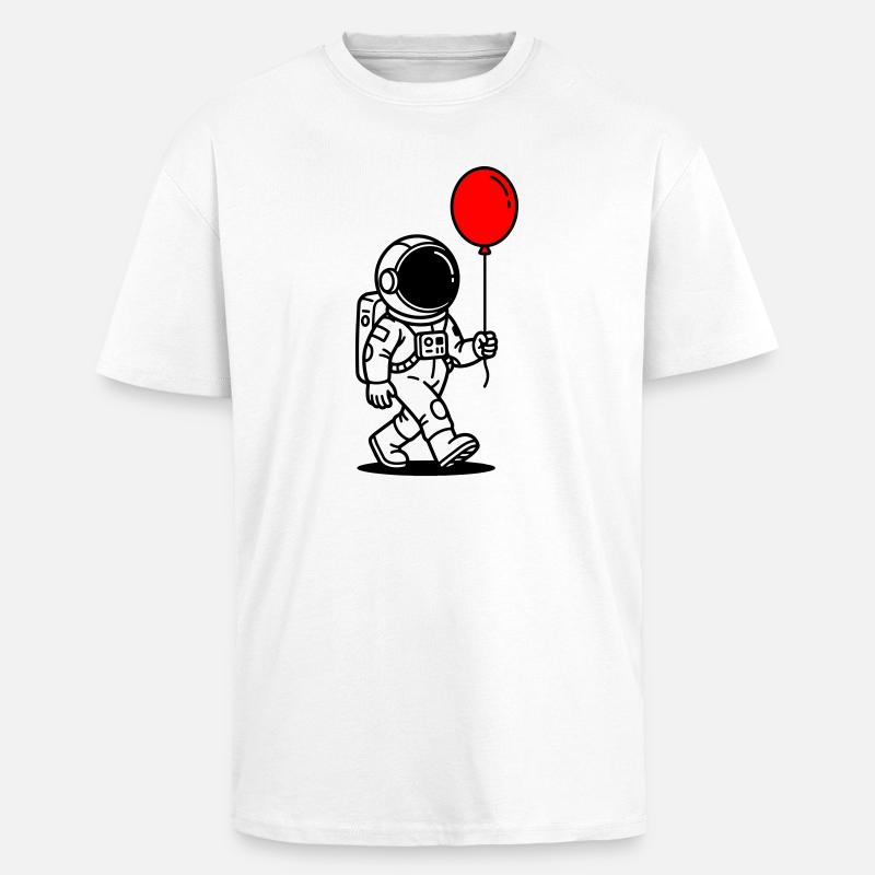 Astronaut mit Ballon - Oversized Heavyweight Unisex T-Shirt - Weiß