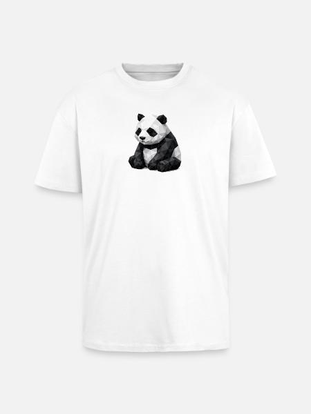 Panda Low-Poly - Oversized Heavyweight Unisex T-Shirt - Weiß