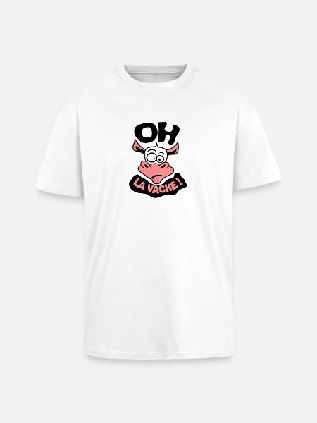 oh cow phrase citation exclamat - Unisex Oversized Heavyweight T-shirt - white