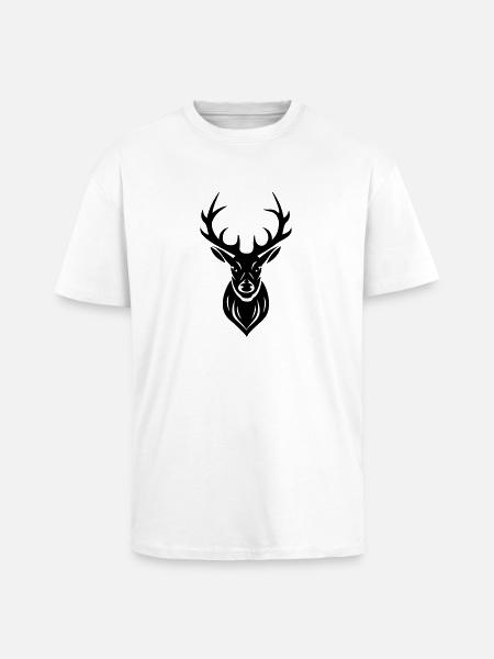 Hirsch Geweih - Oversized Heavyweight Unisex T-Shirt - Weiß