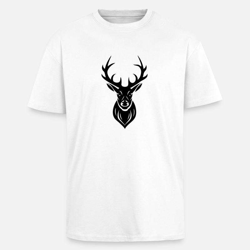 Hirsch Geweih - Oversized Heavyweight Unisex T-Shirt - Weiß