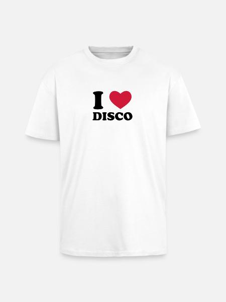 I Love Disco - Oversized Heavyweight Unisex T-Shirt - Weiß