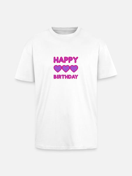 HAPPY BIRTHDAY - T-shirt unisexe oversize épais - blanc