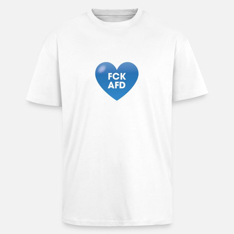 FCK AFD Herz Blau - Oversized Heavyweight Unisex T-Shirt - Weiß