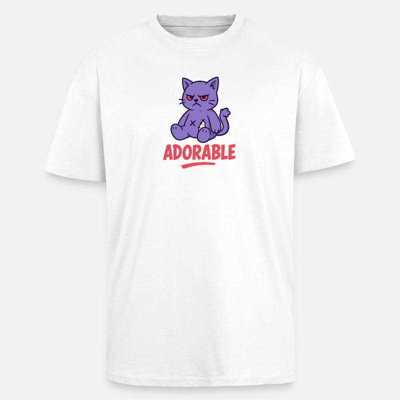 Grumpy Kitty - Oversized Heavyweight Unisex T-Shirt - Weiß