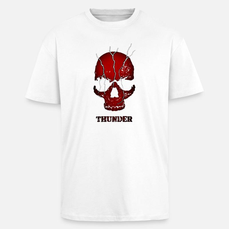 Exploding Thunder Skull - Unisex Oversized Heavyweight T-shirt - white