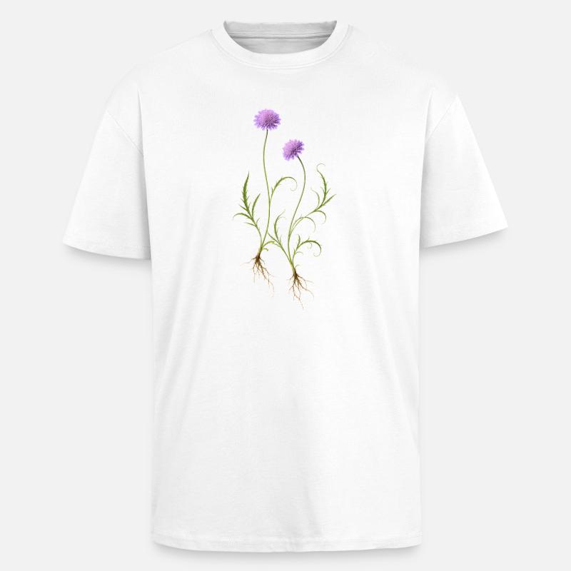 Meadow Flower Nature Illustration - Unisex Oversized Heavyweight T-shirt - white