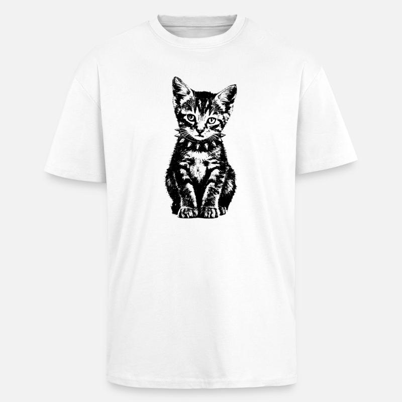 Punk Kätzchen - Oversized Heavyweight Unisex T-Shirt - Weiß