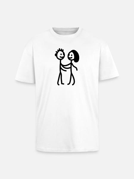 Strichmännchen Paar - line - Oversized Heavyweight Unisex T-Shirt - Weiß