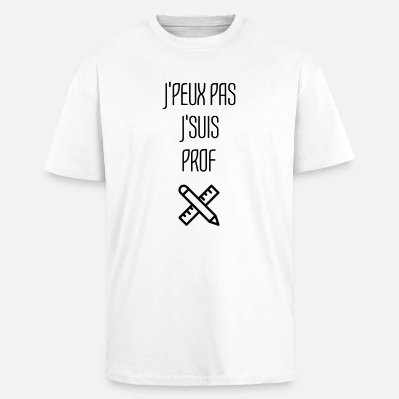 Ecole / Prof / Instit / Professeur / Maîtresse - T-shirt unisexe oversize épais - blanc