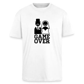 game_over_f1 - Oversized Heavyweight Unisex T-Shirt - Weiß - Vorne - Alina (178cm) & Michal (187cm)