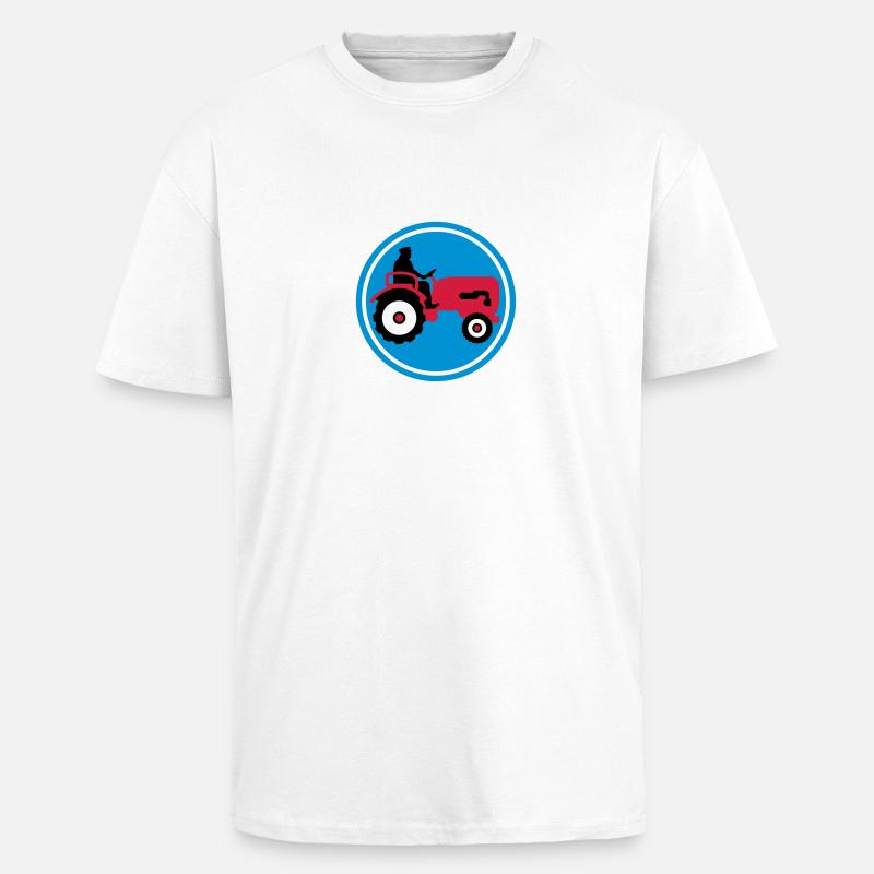 bauer_mit_traktor_032013_a_3c - T-shirt unisexe oversize épais - blanc