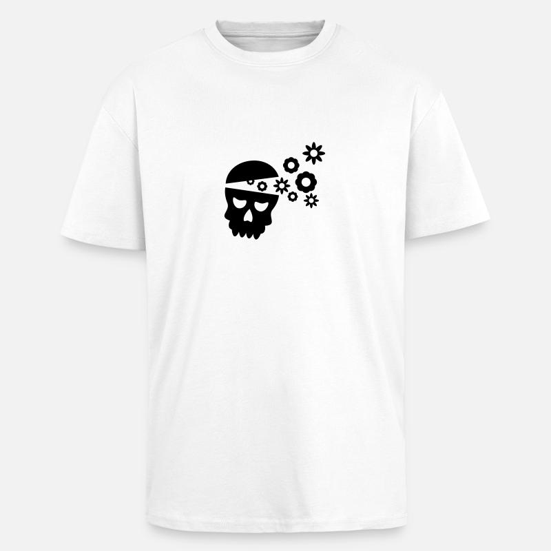 Schädel mit Blumen - Oversized Heavyweight Unisex T-Shirt - Weiß