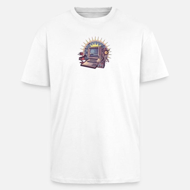 Futuristic computer with retro elements - Unisex Oversized Heavyweight T-shirt - white