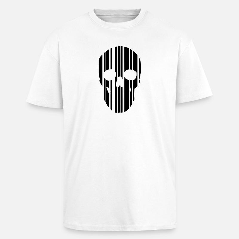 barcode skull - Unisex Oversized Heavyweight T-shirt - white
