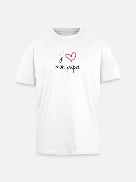 J'aime mon papa - T-shirt unisexe oversize épais - blanc