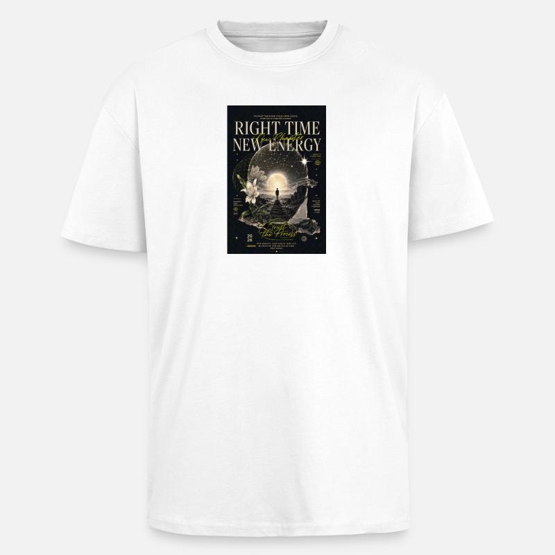 Right Time New Energy - Unisex Oversized Heavyweight T-shirt - white