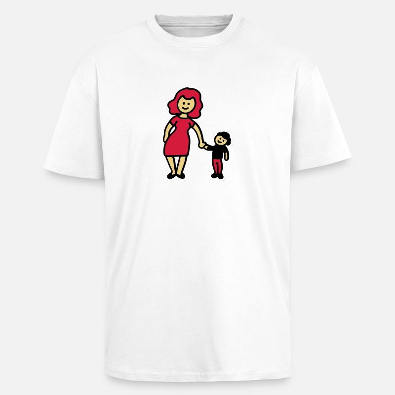 Mutter / Oma + Kind 3 - Oversized Heavyweight Unisex T-Shirt - Weiß
