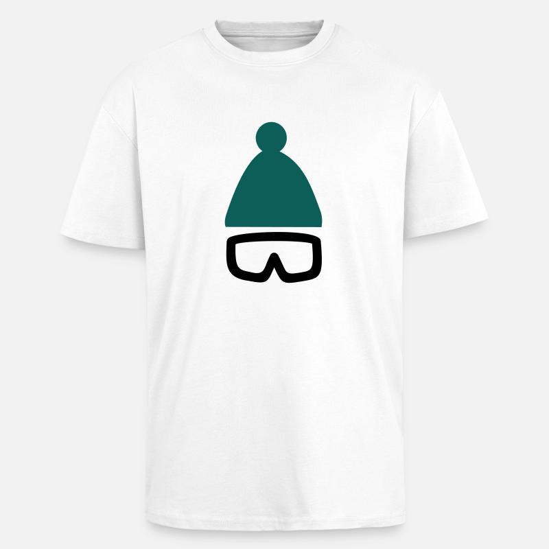 Mütze mit Ski- oder Snowboardbrille - Oversized Heavyweight Unisex T-Shirt - Weiß