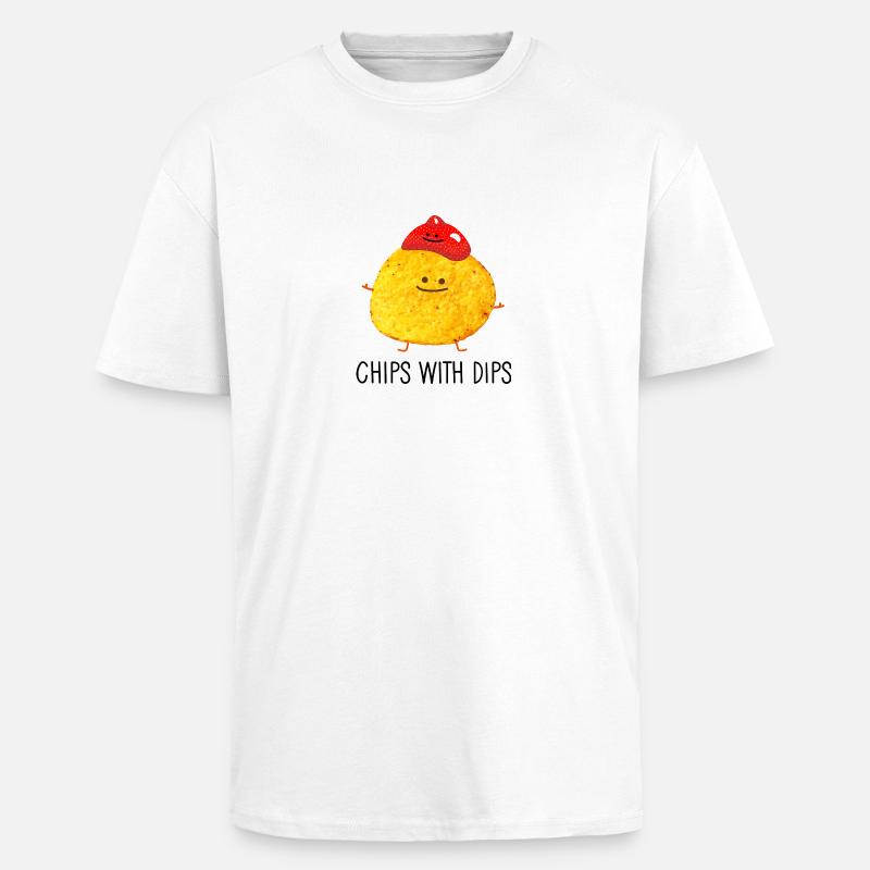 Chips mit Dips - Oversized Heavyweight Unisex T-Shirt - Weiß