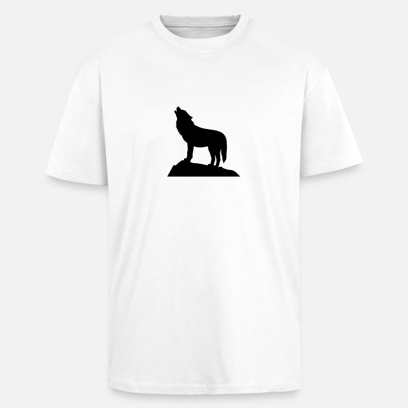 Wolf - Oversized Heavyweight Unisex T-Shirt - Weiß