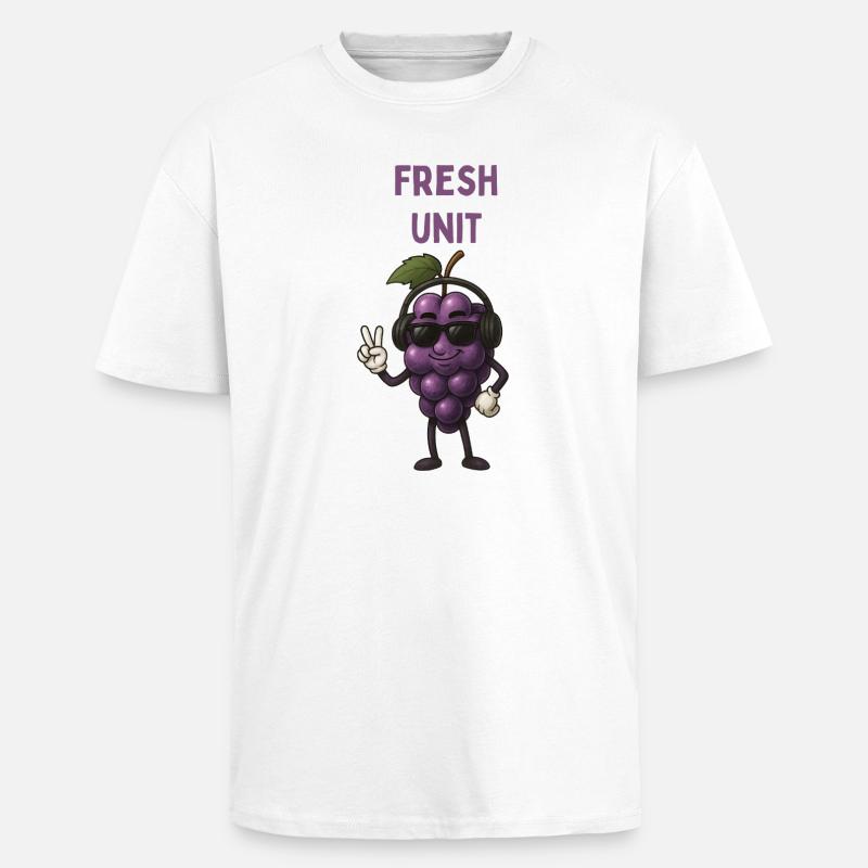 FRESH UNIT Traube mit Kopfhörern - Oversized Heavyweight Unisex T-Shirt - Weiß
