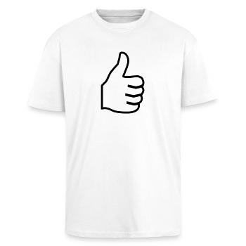 2541614 12405460 pouce - T-shirt unisexe oversize épais - blanc - Devant - Alina (178cm) & Michal (187cm)