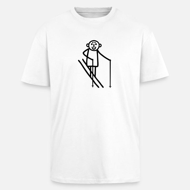 Strichmännchen Skifahrer - Oversized Heavyweight Unisex T-Shirt - Weiß