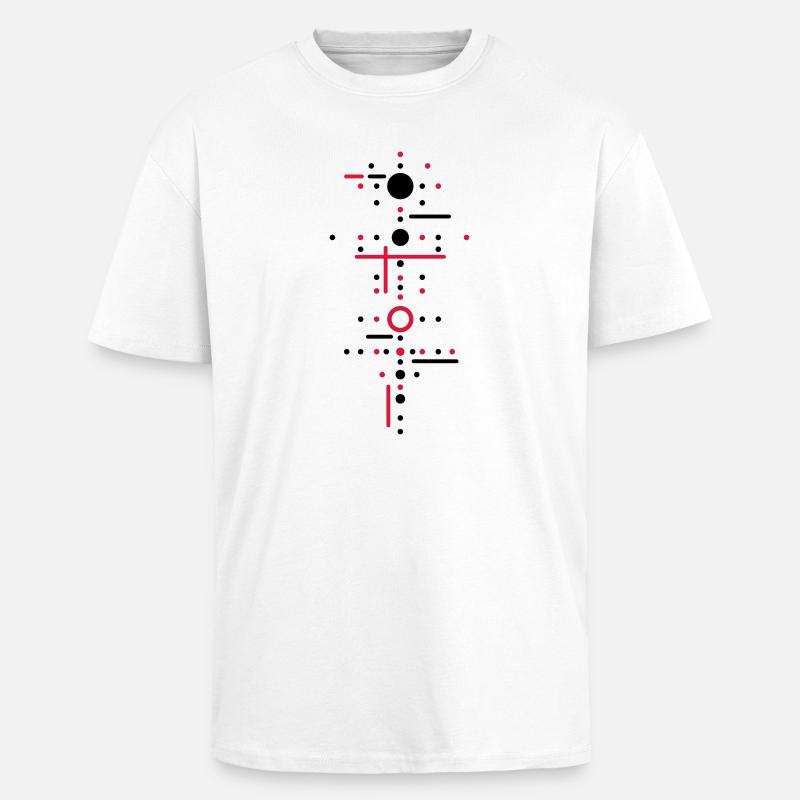 Points et lignes - T-shirt unisexe oversize épais - blanc