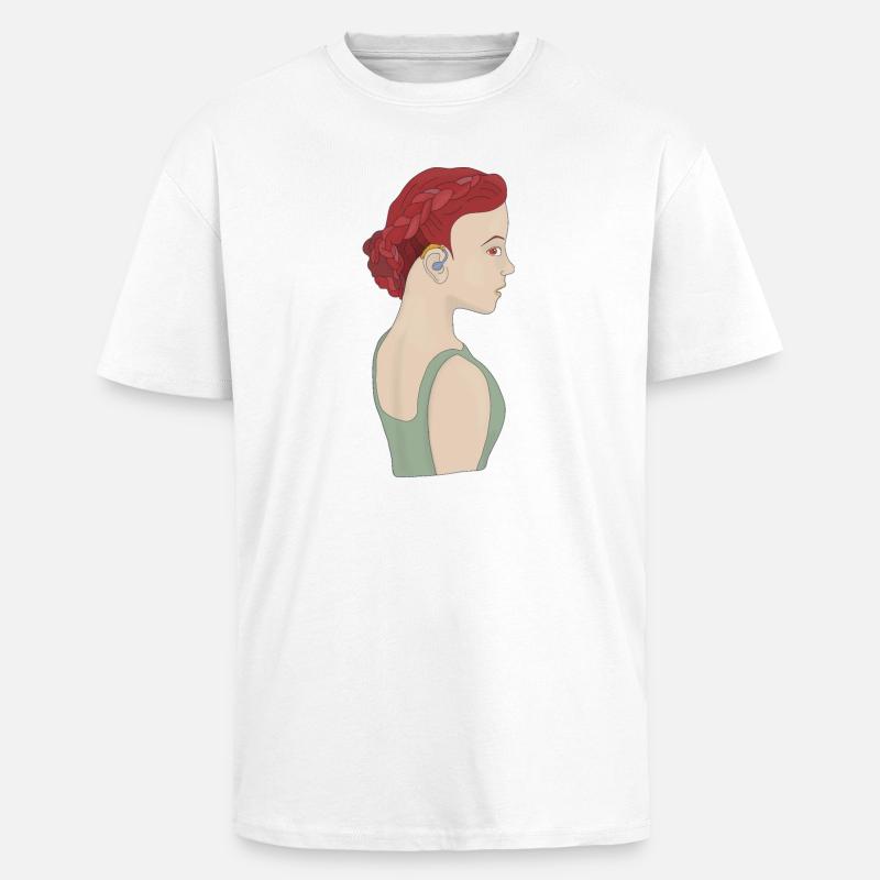 Mädchen mit einem Hörgerät - Oversized Heavyweight Unisex T-Shirt - Weiß