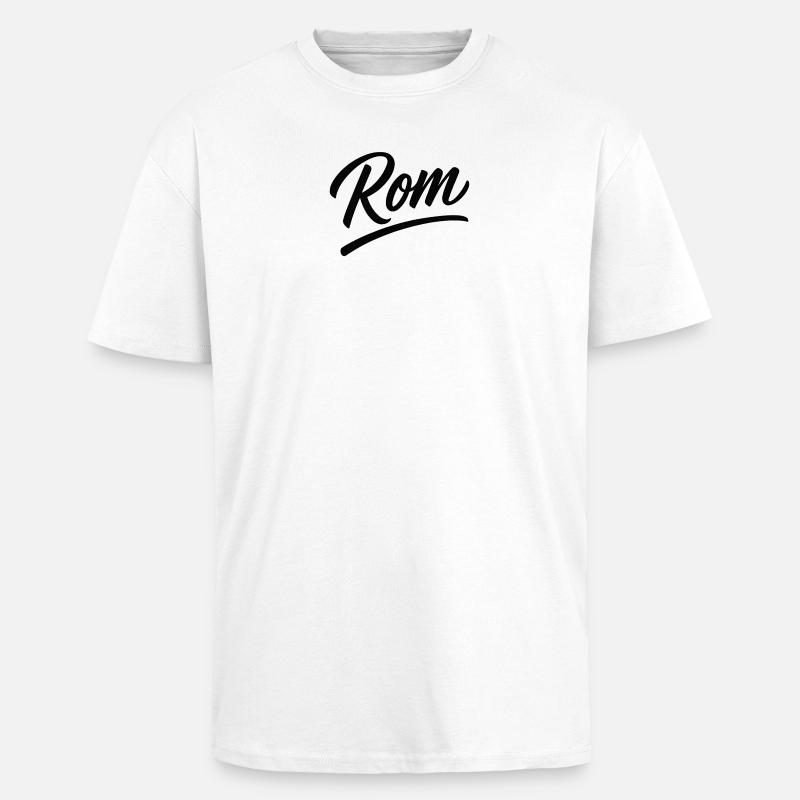 Rom Script Lettering Subline - Unisex Oversized Heavyweight T-shirt - white