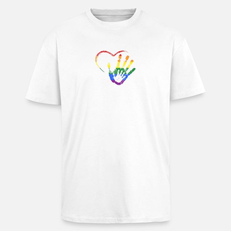 RAINBOW MAIN DANS LA MAIN - T-shirt unisexe oversize épais - blanc