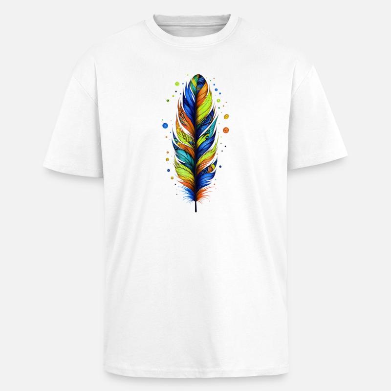 Feder - Oversized Heavyweight Unisex T-Shirt - Weiß