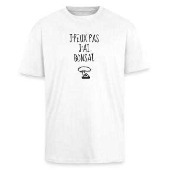 Bonsai / Bonsaika / Bonzai / Bonsaï / Bonzaï - T-shirt unisexe oversize épais - blanc - Devant - Alina (178cm) & Michal (187cm)