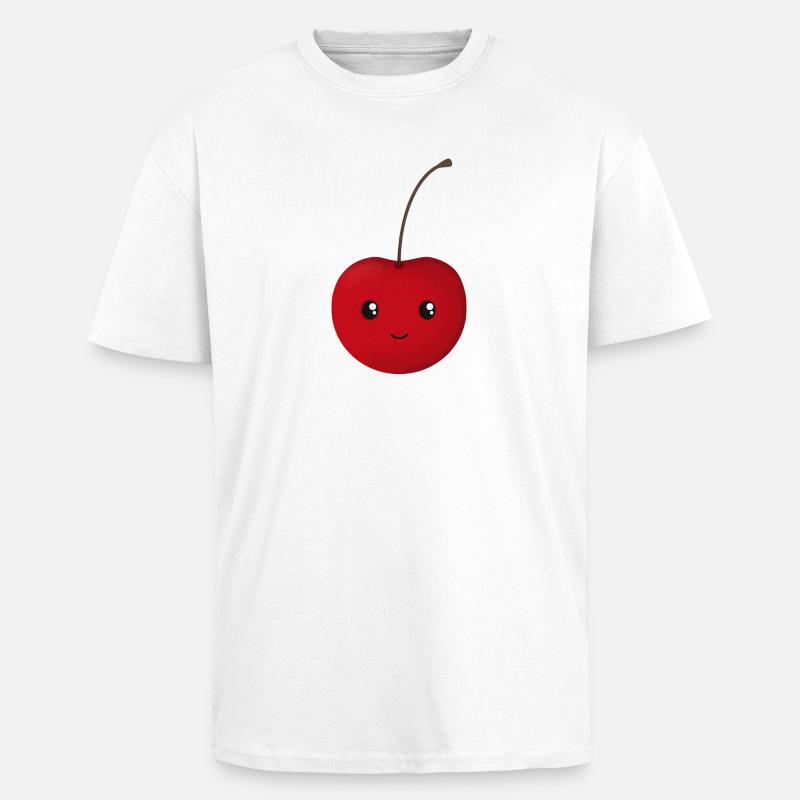 Kirsche - Oversized Heavyweight Unisex T-Shirt - Weiß