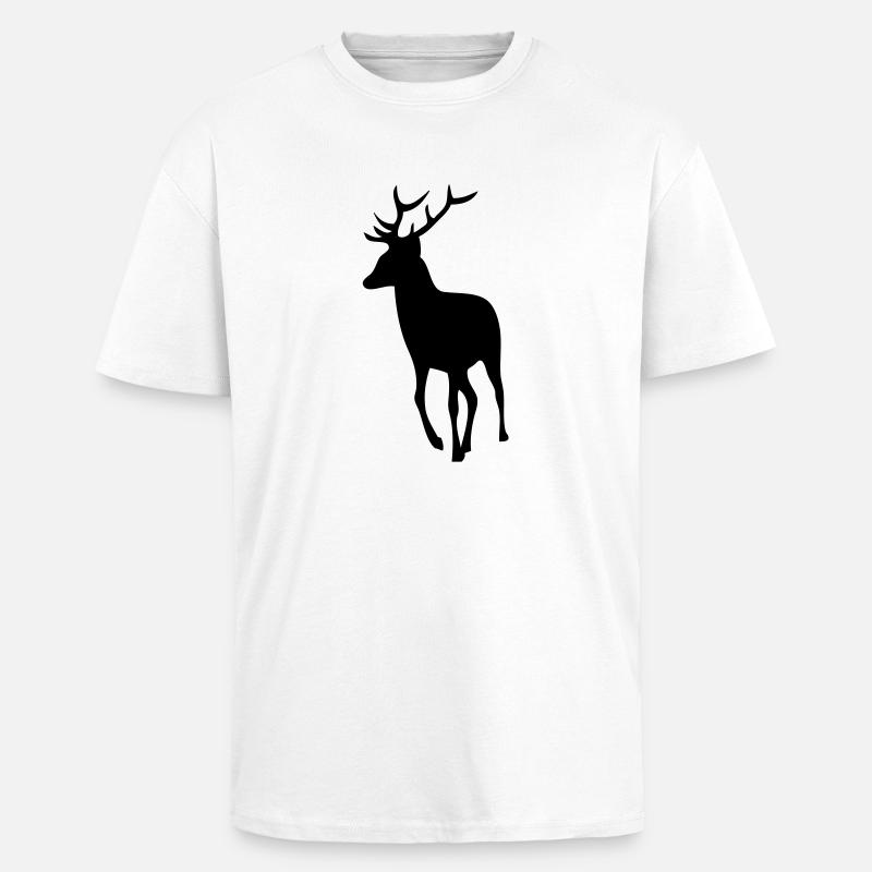 Hirsche Hirsche Silhouette Schatten Shadow1 - Oversized Heavyweight Unisex T-Shirt - Weiß