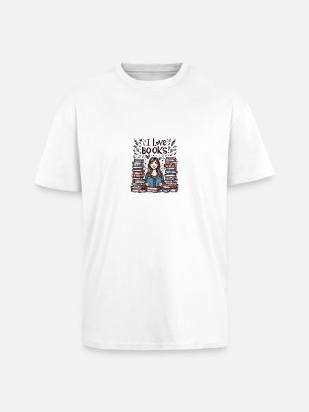 Ich liebe Bücher - Oversized Heavyweight Unisex T-Shirt - Weiß