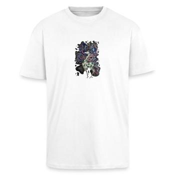 Think Curvy! - Oversized Heavyweight Unisex T-Shirt - Weiß - Vorne - Alina (178cm) & Michal (187cm)
