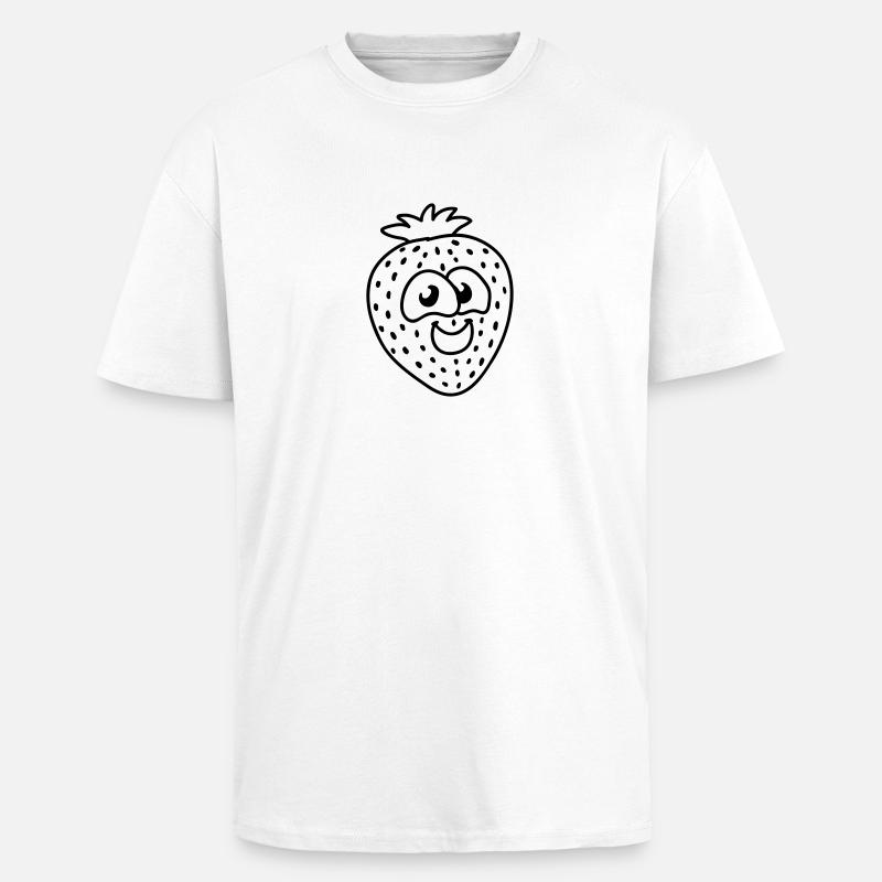 kleine Erdbeere - line - Oversized Heavyweight Unisex T-Shirt - Weiß