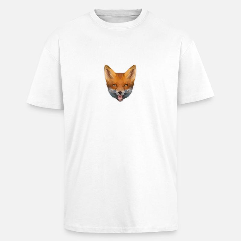Low Poly Fox - Oversized Heavyweight Unisex T-Shirt - Weiß