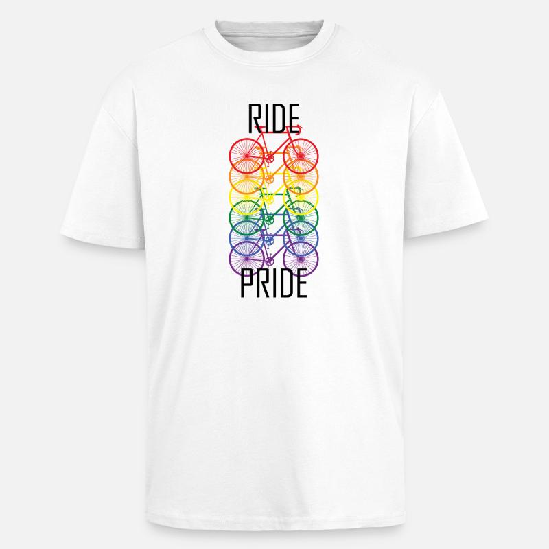 PRIDE Conception de vélos - T-shirt unisexe oversize épais - blanc
