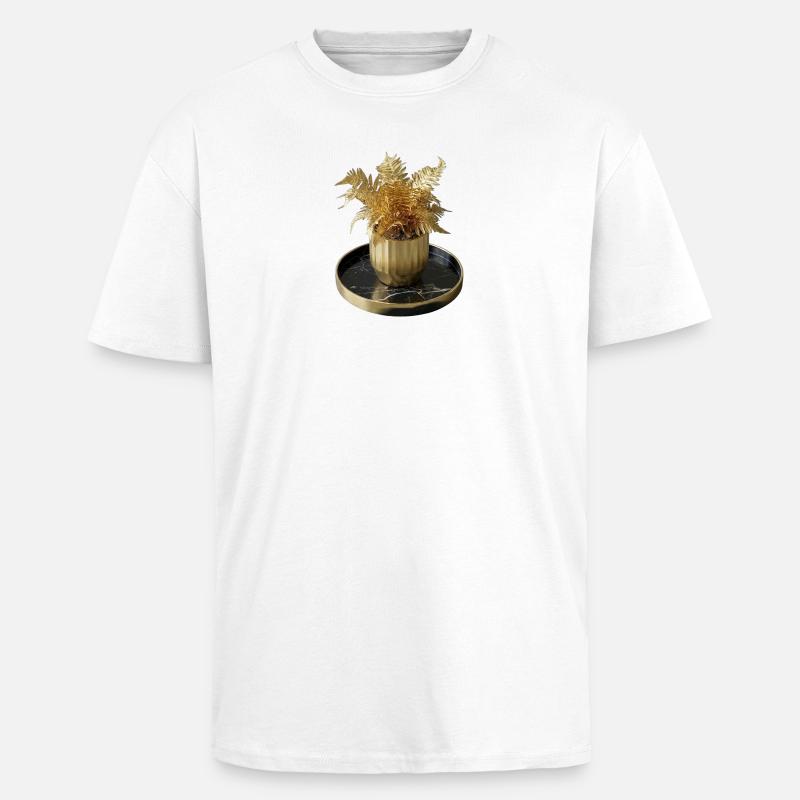 Moderne Kunst Goldfarn - Oversized Heavyweight Unisex T-Shirt - Weiß
