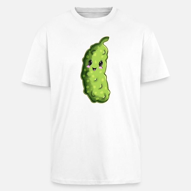 Dessin animé câlin au concombre - T-shirt unisexe oversize épais - blanc
